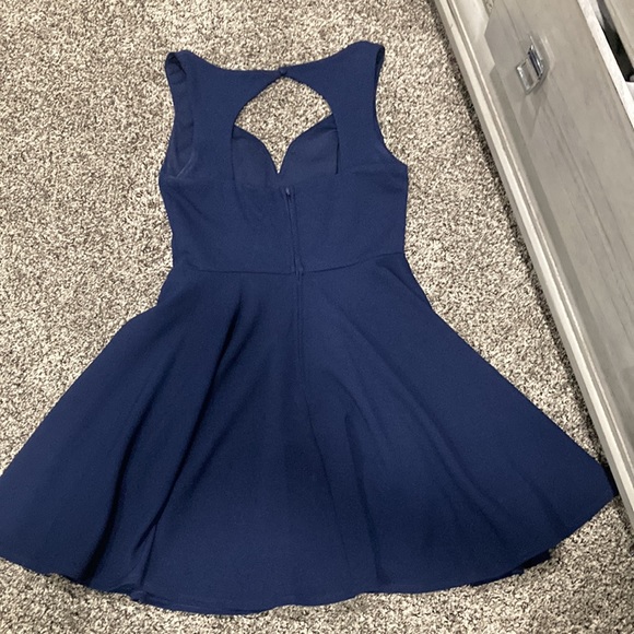 B Darlin sweetheart sleeveless flare navy blue dress - Picture 3 of 4
